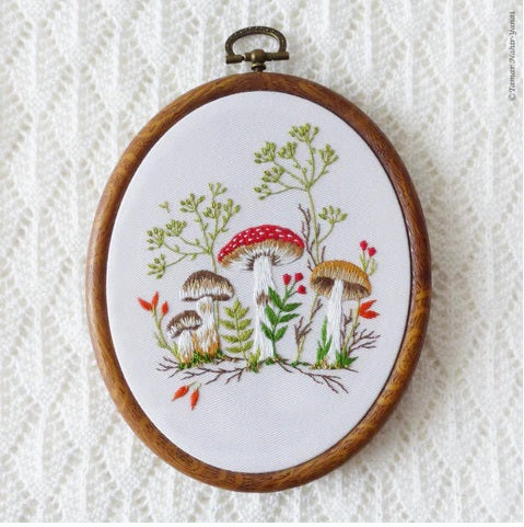 Forest Mushroooms embroidery kit