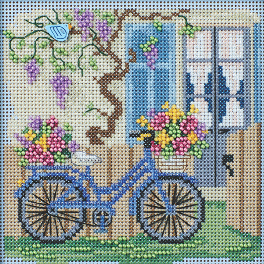Buttons & Beads - Blue Bicycle counted cross stitch kit