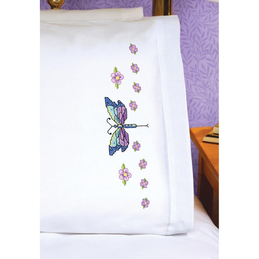 Dragonfly Stamped Cross Stitch Pillowcase