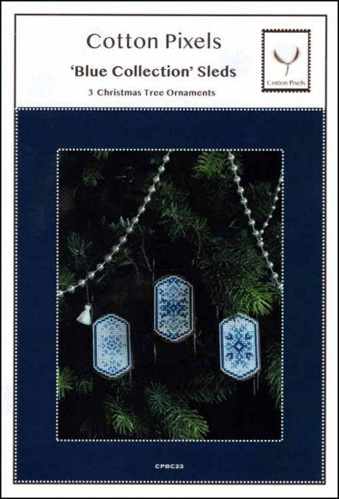 Blue Collection Sleds counted cross stitch design