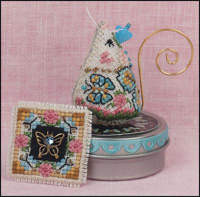 Madame Butterfly Mouse on a Tin counted cross stitch kit