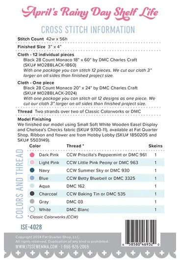 Shelf Life 4 - April's Rainy Day counted cross stitch chart