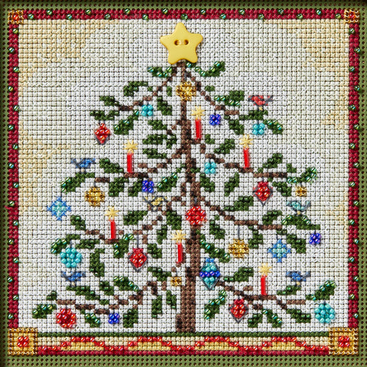 Buttons & Beads - Winter Feather Tree counted cross stitch kit