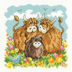 Highland Cows counted cross stitch chart