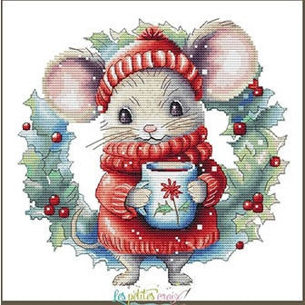 Christmas Mouse counted cross stitch chart