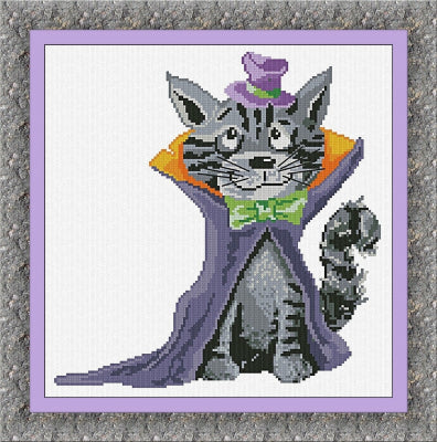 Sir Cat counted cross stitch chart