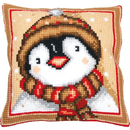 Penguin Cushion - cross stitch on canvas kit