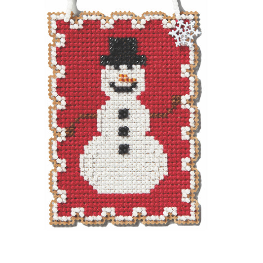 Holiday Stamps - Snowman counted cross stitch kit