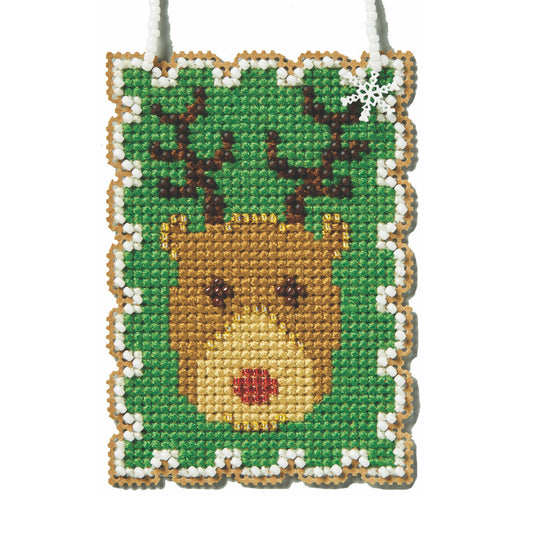 Holiday Stamps - Rudolph counted cross stitch kit