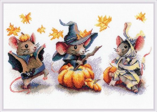 Spooky Mouse Trio counted cross stitch kit