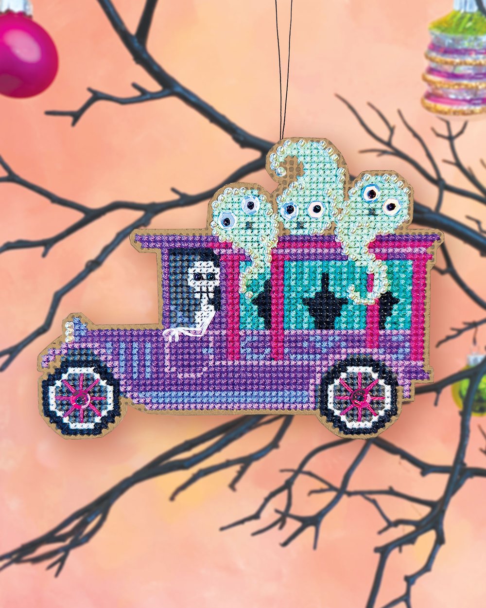 Haunted Hearse counted cross stitch kit – The Stitcher's Muse Needleart