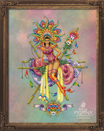 MassKara Festival Queen counted cross stitch chart