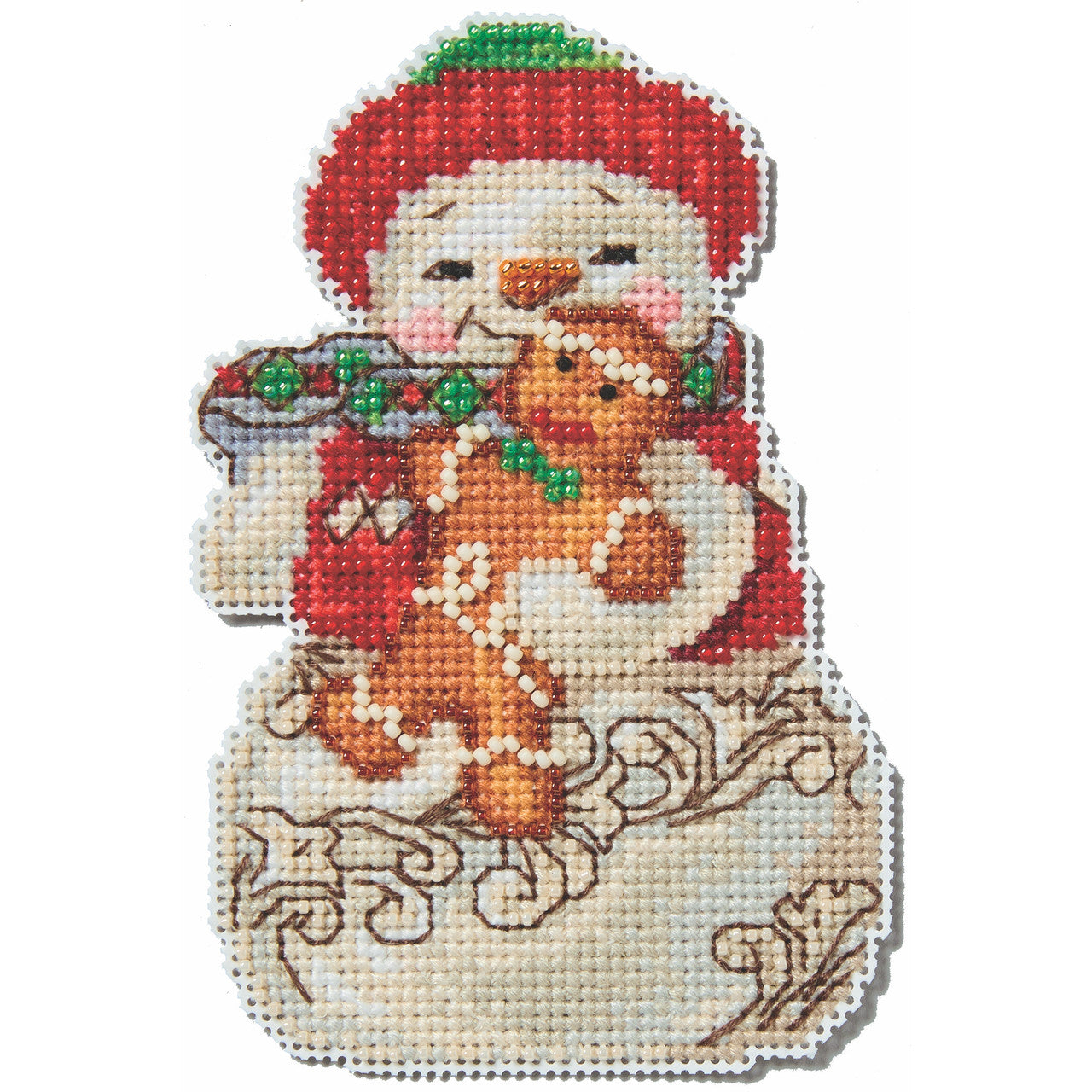 Snowman with Gingerbread counted cross stitch kit