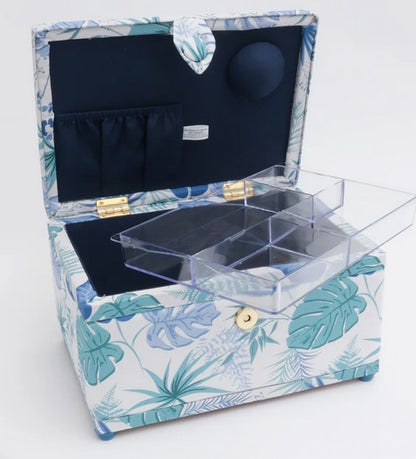 Sewing Basket - Leaf Blue