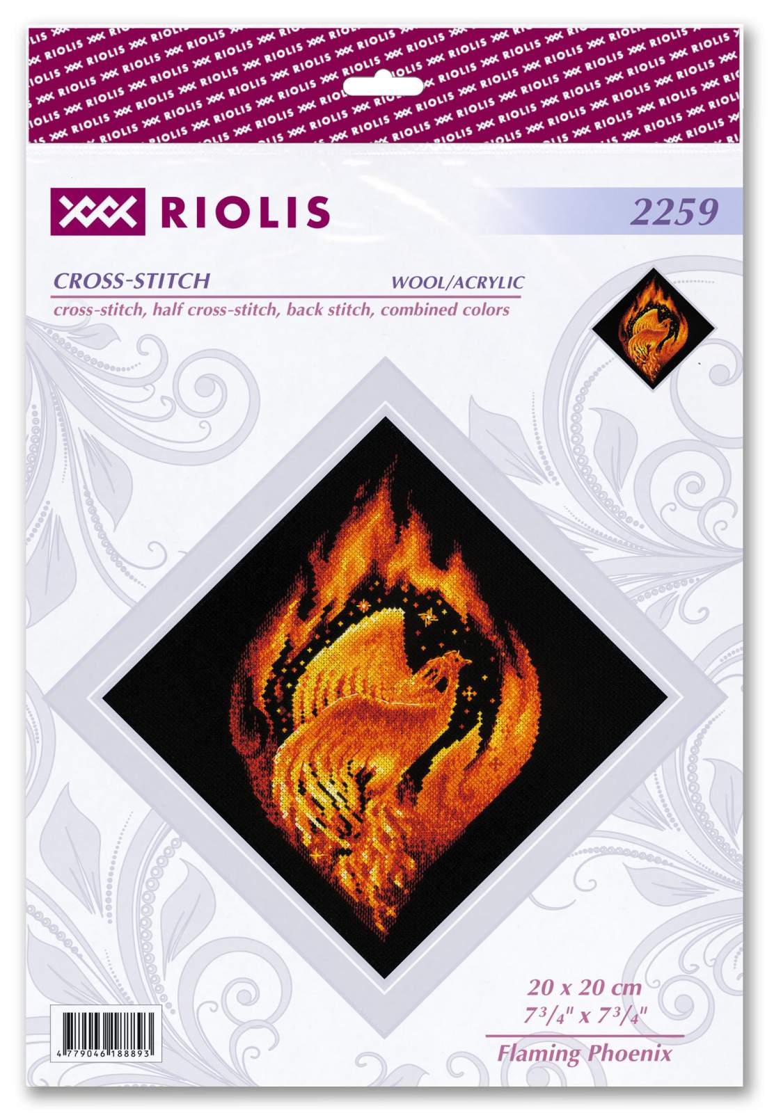 Flaming Phoenix counted cross stitch kit