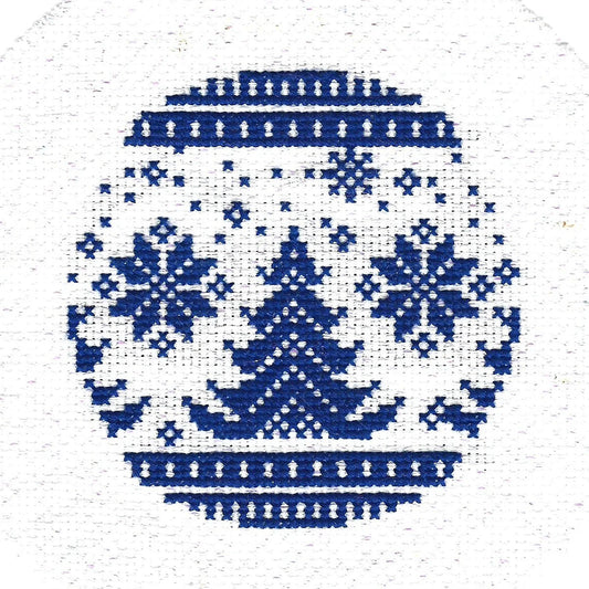 Christmas Tree Blue & White Ornament counted cross stitch kit