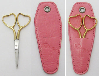 Gold Heart Scissors with Pink Sheath