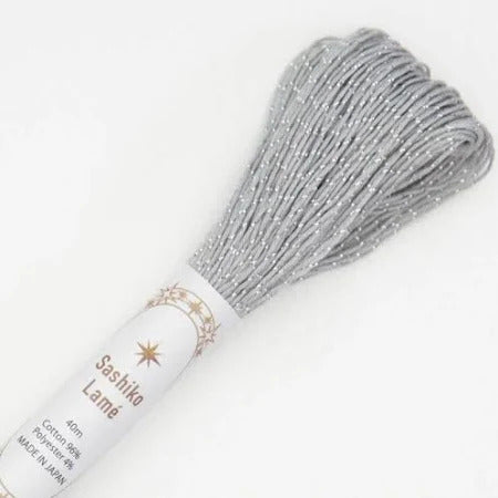 Sashiko Thread SL3 - Grey with Silver Lamé