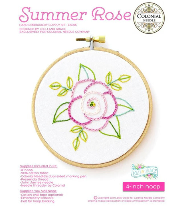Summer Rose embroidery kit