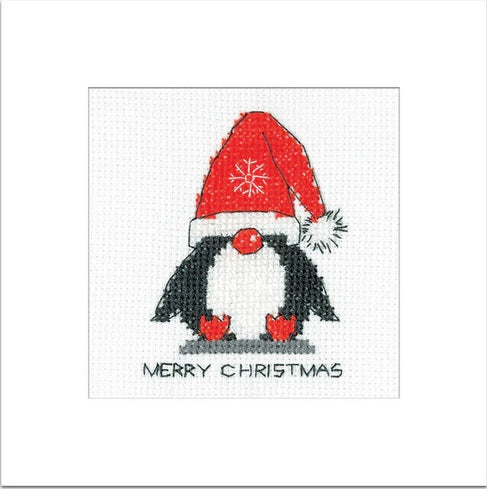 Penguin Santa Cross Stitch Card kit
