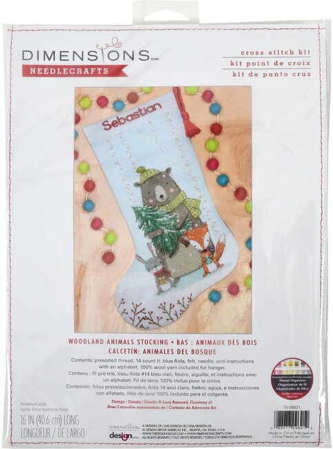 Woodland Animals Stocking counted cross stitch kit