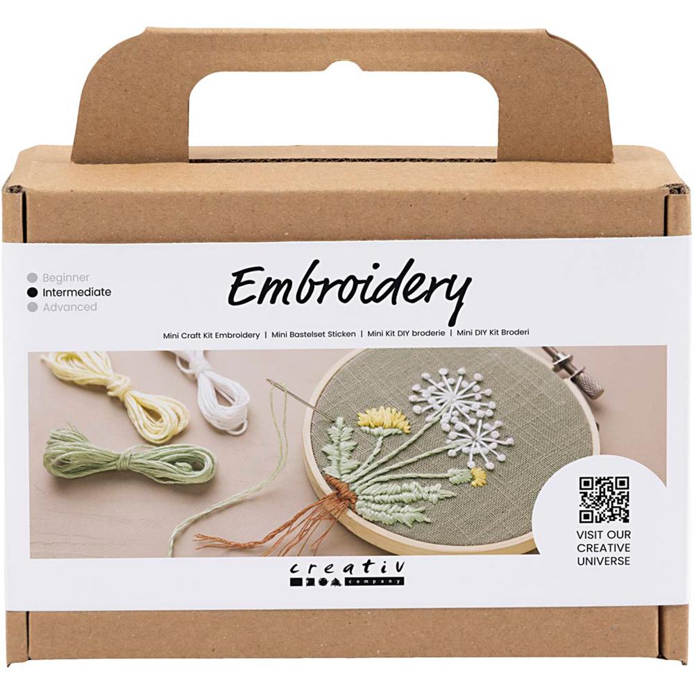Kit Embroidery Mini Craft Kit  Dandelions w Frame