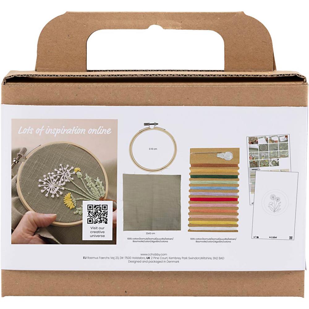 Kit Embroidery Mini Craft Kit  Dandelions w Frame