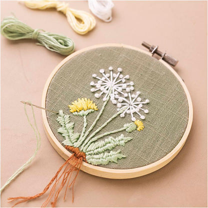 Kit Embroidery Mini Craft Kit  Dandelions w Frame