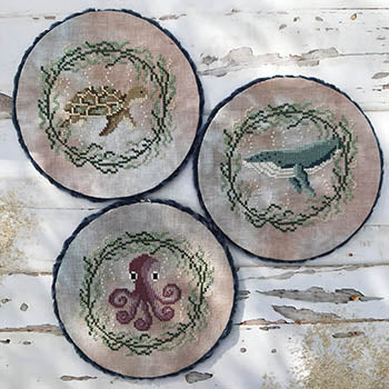 Sea Animals Trio counted cross stitch chart