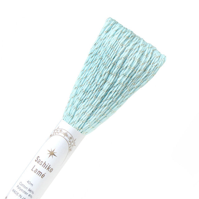 Sashiko Thread SL14 - Soft Aqua with Gold Lamé
