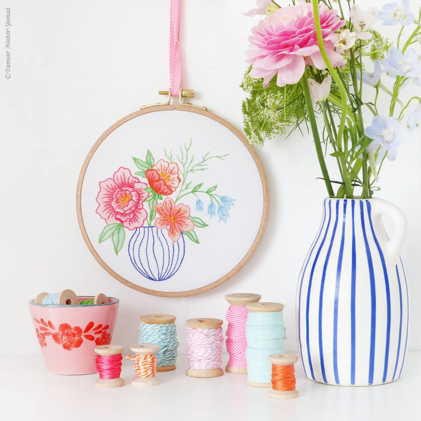 Colorful Vase embroidery kit