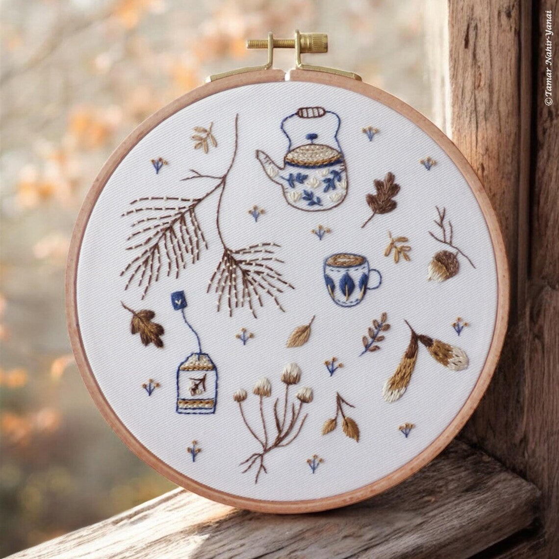 Tea & Leaves embroidery kit