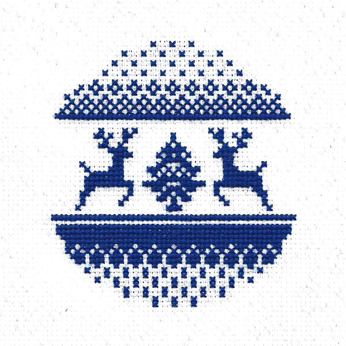 Reindeer Blue & White Ornament cross stitch kit
