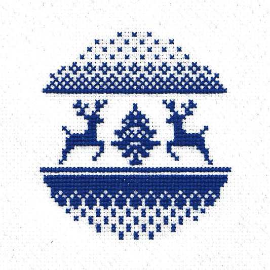 Reindeer Blue & White Ornament cross stitch kit