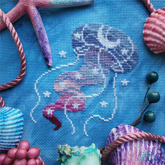 Cosmic Jellyfish counted cross stitch chart