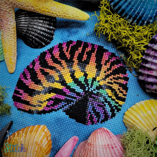 Rainbow Nautilus counted cross stitch chart