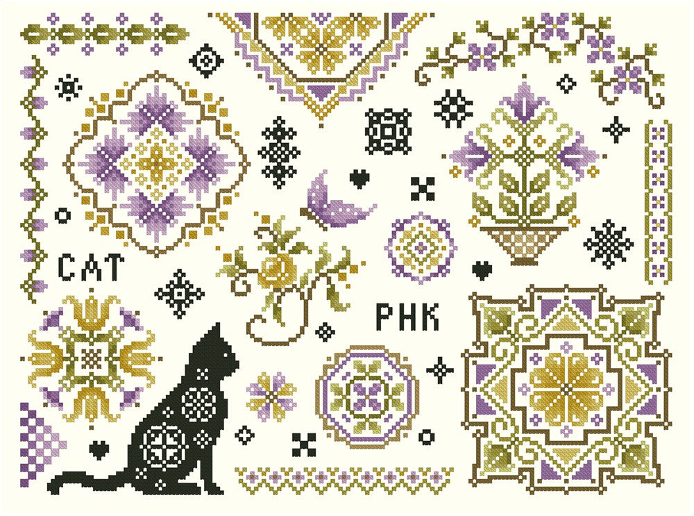 Cat Quaker Sampler cross stitch chart