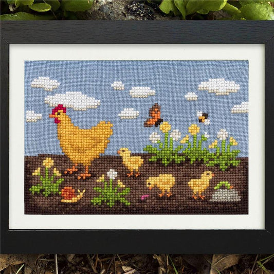 Chicken Adventures counted cross stitch chart