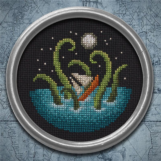 Moonlight Kraken counted cross stitch chart