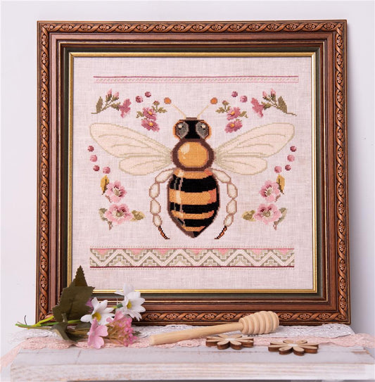 Bee and Blossoms counted cross stitch chart