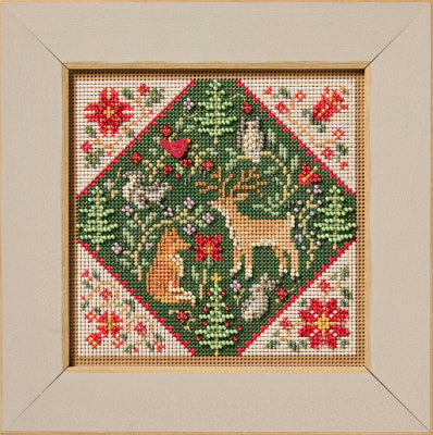 Buttons & Beads Winter - Forest Folk Art counted cross stitch kit