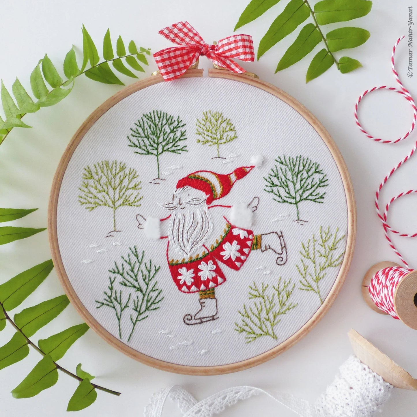 Skating Santa embroidery kit