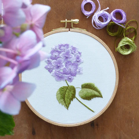 Purple Hortensia embroidery kit