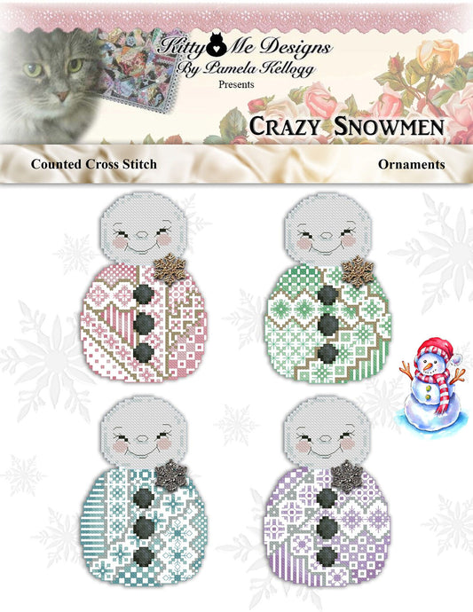 Crazy Snowmen counted cross stitch chart