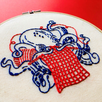 Octopus embroidery kit
