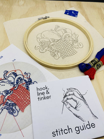 Octopus embroidery kit