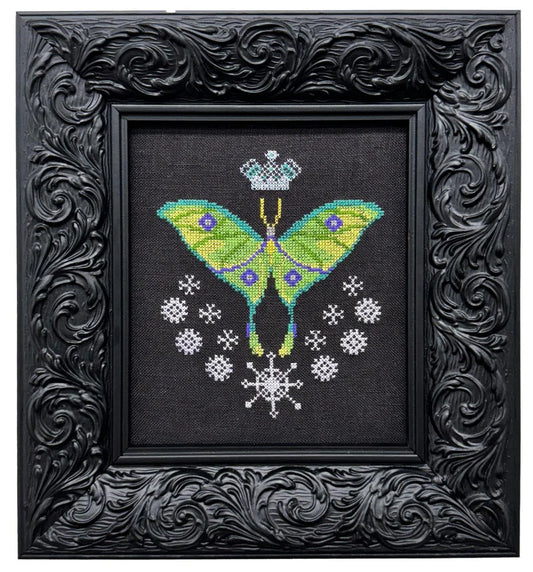 Queen of the Night (Luna moth) counted cross stitch chart