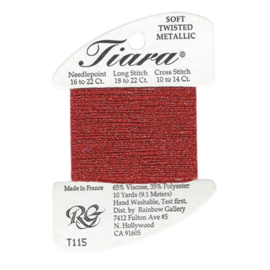 T115 Red - Tiara Metallic Embroidery Thread