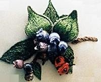 Blueberries and Ladybug Brazilian embroidery pattern