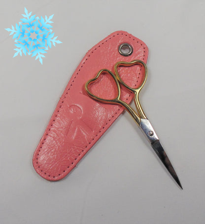Gold Heart Scissors with Pink Sheath